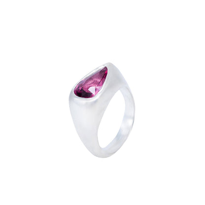 Pear Rhodolite Candy Pinky Ring